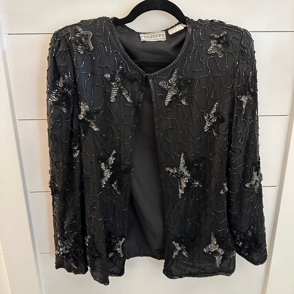 VINTAGE Y2K FELICITY PXL silk beaded woman evening party old money luxury jacket
